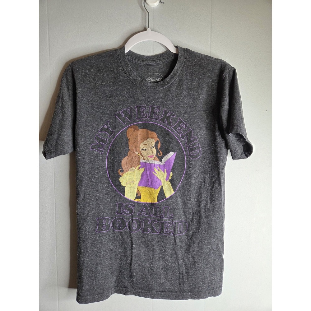 Disney Belle Beauty and the Beast My Weekend Is All Booked Gray T-Shirt Small